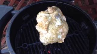 Beer can chicken on Broil King Keg [upl. by Ailed]