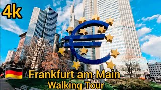 Frankfurt am Main Holbeinsteg EuroSkulptur Alte Oper Walking Tour  UHD 4K  60fps [upl. by Hetty59]