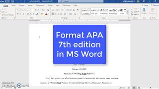 APA 7th edition in MS Word [upl. by Paulette]