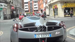 1ST PAGANI HUAYRA IN LONDON Driving on the road Looks insane [upl. by Howell104]