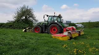 1 Schnitt 2018 Mähen mit Fendt Vario 722 und Krone Easy Cut F 320 M und Pöttinger Novacat A10 [upl. by Pippo]