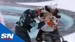 Jeremy Lauzon Drops The Gloves For Spirited Tilt With Josh Manson [upl. by Nnylidnarb]