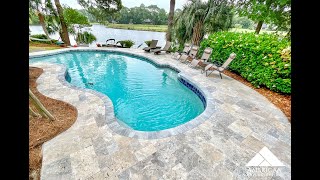 Beautiful Travertine Pool Deck Installation  Hilton Head Island SC [upl. by Silsbye]