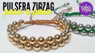 Cómo hacer una pulsera en ZIGZAG con balines o piedras [upl. by Frans]