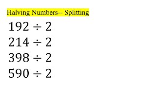 Halving Numbers splitting mental math [upl. by Nava]