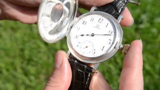 Operating video Omega half hunter military antique solid silver wrist watch 1901 [upl. by Cartan]