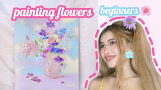 🌸 How to PAINT Flowers still life  easy for beginners 🌸 [upl. by Malchus]