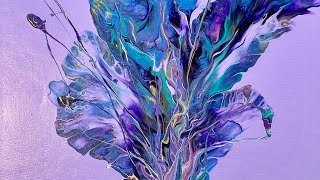 Lavender Plumes  DUTCH  FLICK  New Paint Pour Fluid Art Fun [upl. by Hartill365]