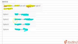 Heterosporous pteridophyte with eusporangiate type of sporangium is [upl. by Redford]