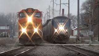 The most EPIC train race youll ever see Amtrak vs BNSF in Ottumwa IA 12914 [upl. by Reyem520]