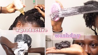 ep3— WASHDAY on coily hair aloe treatment detangle with less breakage 🫧 [upl. by Enitsuj679]