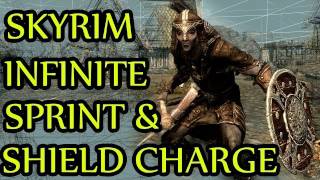 Skyrim GLITCH Infinite Sprint  Shield Charge For 360PS3PC [upl. by Cooe]