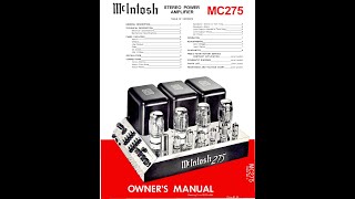 MCINTOSH MC275 VACUUM TUBE POWER AMPLIFIER USER OWNER INSTRUCTION OPERATION MANUAL [upl. by Ecirtnas647]