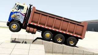 BeamNG Drive  Cabover Truck With Steerable Lift Axle Suspension Testing on the Old Grid Map [upl. by Ahsaf]