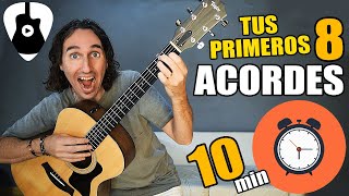 Como tocar guitarra fácil Aprende 8 acordes básicos en 10 minutos [upl. by Kcirtapnhoj]