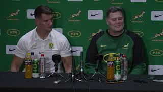 Springbok team announcement Rassie Erasmus and Elrigh Louw [upl. by Mehta]