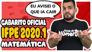 Gabarito OFICIAL  IFPE 20201 MATEMÁTICA [upl. by Nomyar602]