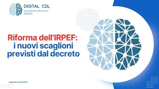 Riforma dellRPEF i nuovi scaglioni previsti dal decreto [upl. by Jo-Anne]