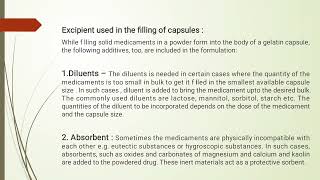 Excipients used in the filling of capsules [upl. by Nonnelg129]