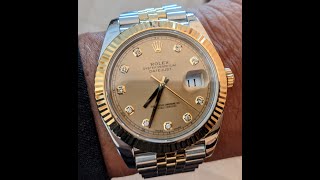 Rolex Champagne Diamond Dial Mens 41mm 2020 Ref 126333 [upl. by Aicnatsnoc618]