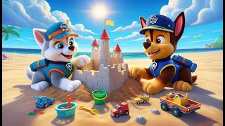 Paw Patrol Ultimate Rescue  Chase And New Friend Are Building A Sand Castle  Rainbow 3 [upl. by Ailssa73]