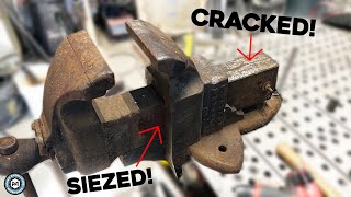 Massive Vise Restoration Broken 120lb 6” Chas Parker [upl. by Lilllie]