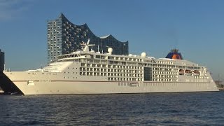 EUROPA 2  The worlds best cruise ship with 4 x Typhon on river Elbe  4KQualityVideo [upl. by Batory]