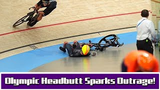 Shocking Headbutt at the Olympics Dutch Cyclist Takes Out Team GBs Ollie Wood in Brutal Clash [upl. by Ecnar]