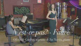 Nestce pas  Fauré Olivia de Geofroy soprano amp Yui Narita piano [upl. by Netsrek]