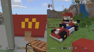 Building a Twitch Logo Mario Kart and McDonalds in Minecraft Creative Mode [upl. by Jonas]