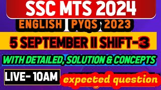 SSC MTS ENGLISH PYQ CLASS  SSC MTS EXPECTED QUESTION 2024  SSC MTS HAWALDAR EXPECTED QUESTION [upl. by Boehmer]