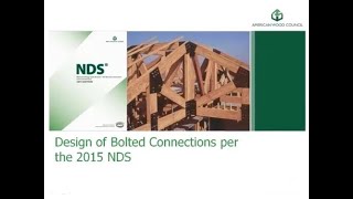 Design of Bolted Connections per the 2015 NDS [upl. by Raji]