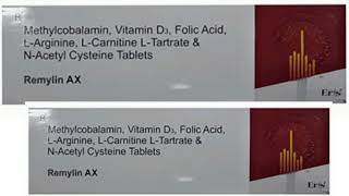 Remylin AX Tablets Methylcobalamin Vitamin D3 Folic Acid LArginine LCarnitine Tablets [upl. by Woodcock]