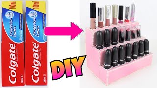 DIY  Como Hacer un Organizador de Labiales de Cartón  FÁCIL  NatyGloss [upl. by Anerat]