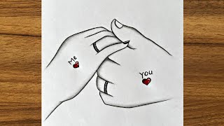 Romantic couple holding hands drawing  Valentine day drawing  Easy drawing ideas for beginners [upl. by Nnylyma]