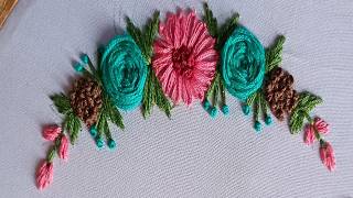 How to embroidery hoop art  different flowers embroidery for  embroidery hoop flower pattern [upl. by Sefton]