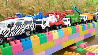 Build Bridge Blocks Toys Construction Vehicles Excavator Dump Truck Backhoe with BIBO TOYS [upl. by Elleneg]