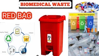 Red dustbin in biomedical waste management Biomedical waste in hindi BMW [upl. by Olatha]