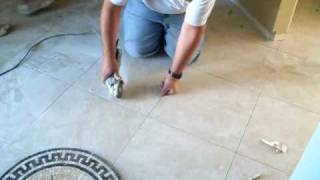 How To Install A Ceramic Tile Floor Medallion [upl. by Aneen]