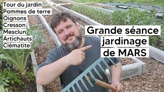 Grand tour du jardin plantation des 🥔 et des 🧅 semis de 🥬et bien dautres choses 【VLOG🌞】 [upl. by Helbon670]