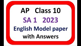 ap 10th class sa1 english question paper 2023  english sa1 question paper 2023 10th class [upl. by Ansell]