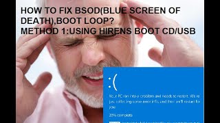 How to fix BSODBlue Screen of DeathBootLoopWINDOWS10 Method 1Using Hirens Boot CDUSB [upl. by Esilrahc]