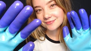 ASMR RELAXING GLOVE SOUNDS Hand Movements Face Touching Latex Gloves Crinkles Sticky Sounds [upl. by Tammi]