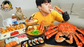 ASMR MUKBANG 해물찜 amp 열라면 amp 킹크랩 먹방 FIRE NOODLE amp SPICY SEAFOOD amp KING CRAB EATING SOUND [upl. by Sudoeht]