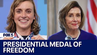 Presidential Medal of Freedom Katie Ledecky Nancy Pelosi among those honored  FOX 5 DC [upl. by Notgnirrab]