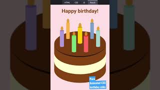 Pure Animated CSS Birthday 🎂Cake using Html and CSS shorts youtubeshortsfeature way2techknowledge [upl. by Eintirb]