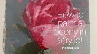 How to Paint a Pink Peony in Acrylic [upl. by Etnoled]