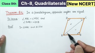 Class 9th Chapter 8 Quadrilaterals Theorem 84 New NCERT  In a parallelogram opposite angles are eq [upl. by Phineas]