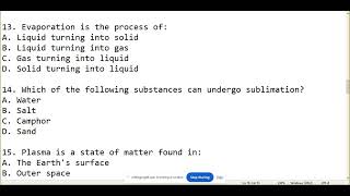 State of Gas Liquid Solid  Gas Liquid Solid MCQS State of Matter MCQS [upl. by Zanas355]