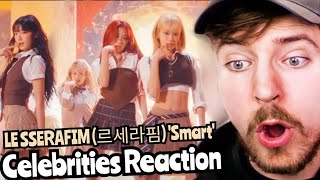 Celebrities react to LE SSERAFIM 르세라핌 Smart OFFICIAL MV Reaction [upl. by Rebmaed]